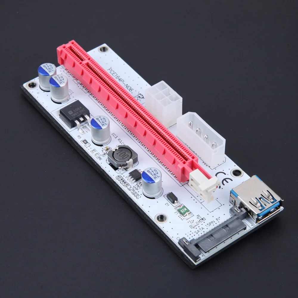 60cm 008S PCIe 164P PCI-E Riser Card PCI Express 1X to 16X Adapter Card with USB 3.0 Cable Cord Wire for BTC Miner Mining Board