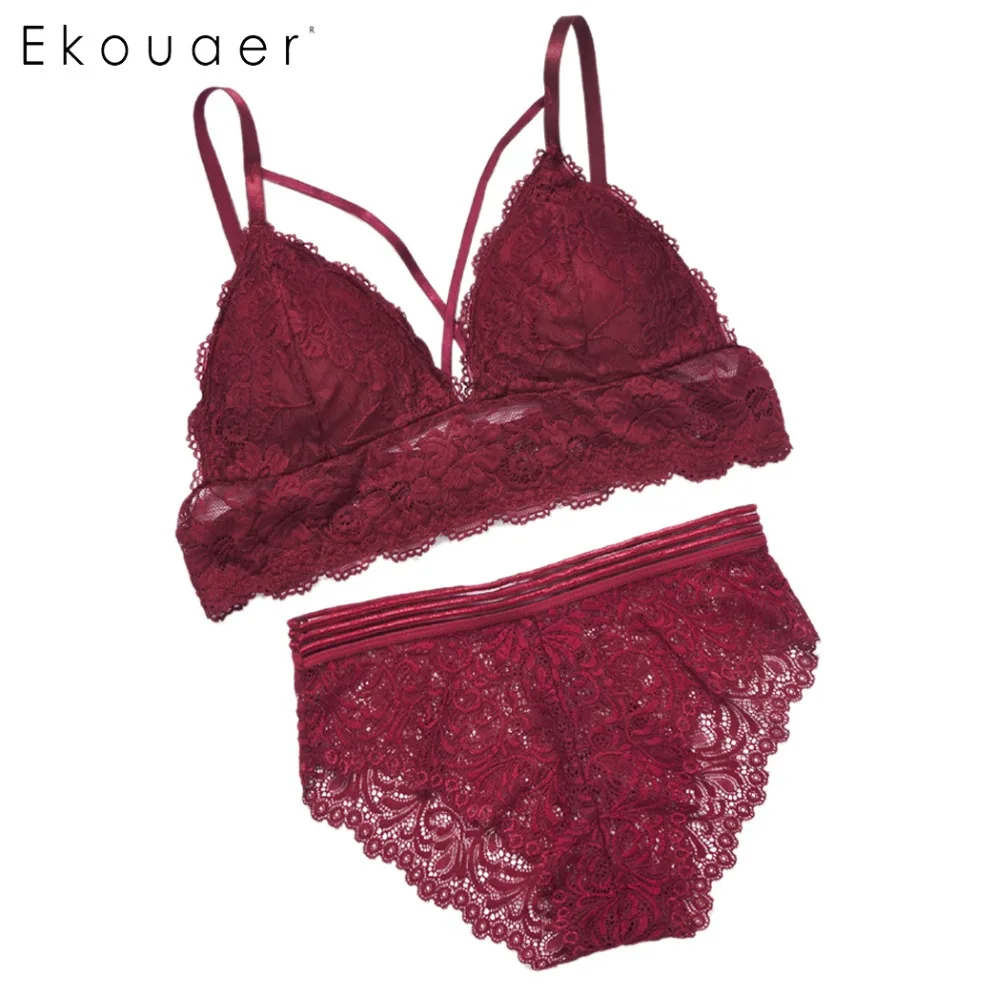 Ekouaer Новые Сексуальный Бюстгальтер Push Up Seamless Bralette на косточках белье прозрачный комплект бюстгальтера и трусиков Для женщин нижнее белье Intimates