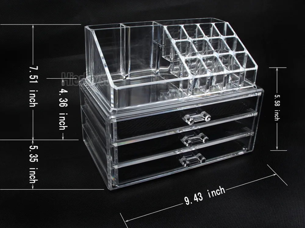 Прозрачный чехол для макияжа, органайзер для косметики, акриловый ящик для хранения ювелирных изделий