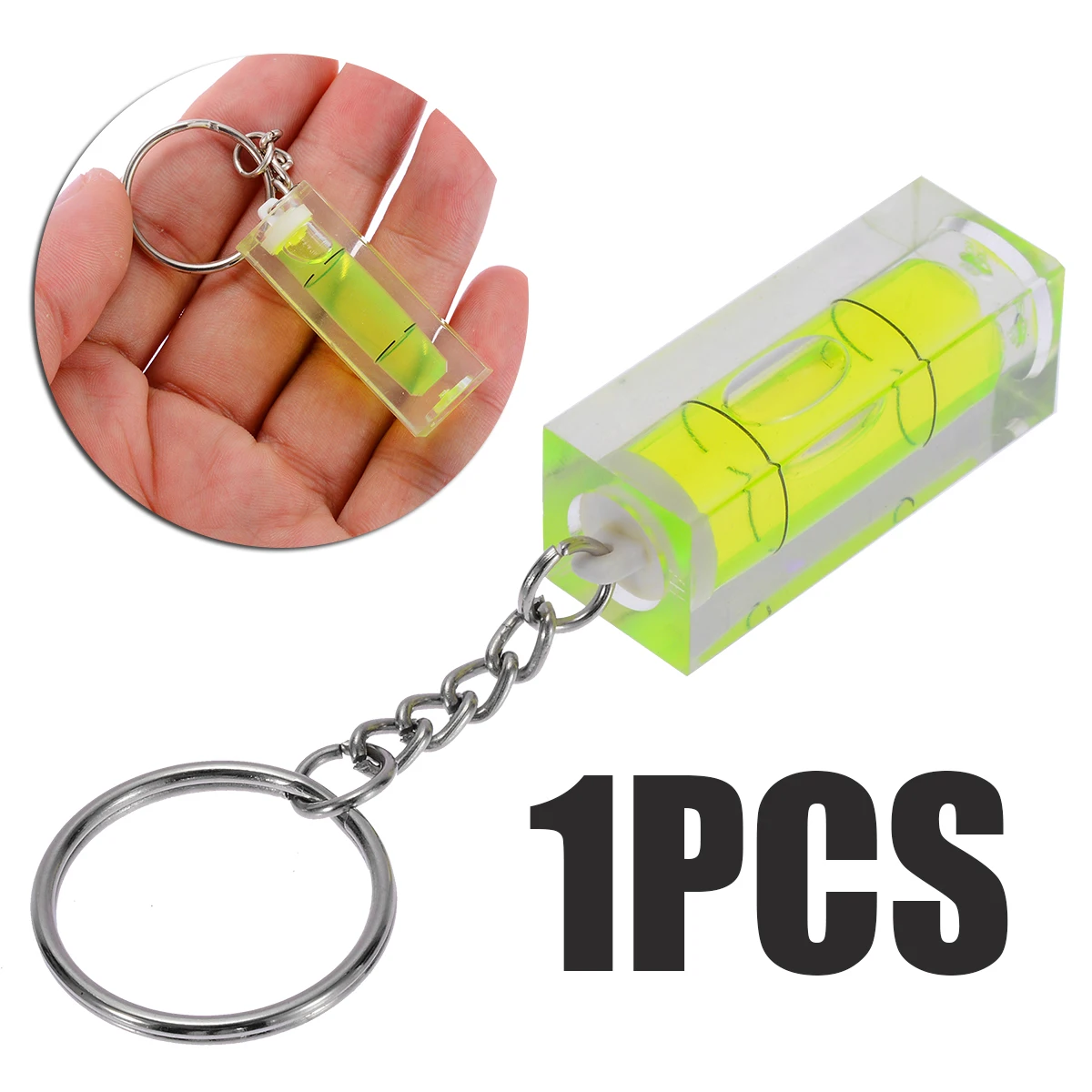 1PC Mini Acrylic Green Spirit Level Key Ring Key Chain Tool Gadget Gift Novel Jewelry Accessories