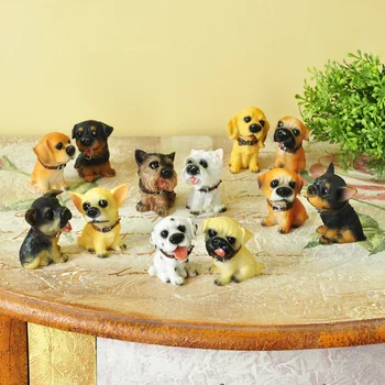 

Figurines Miniatures -12pcs Desktop Resin Dog Ornaments Simulation Animal Puppy Home Furnishing Decoration Doll House Decor Cute