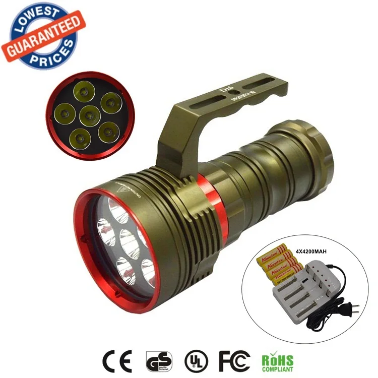 

DX6 Bright 6XCREE XM-L2 9000LM 200M LED Diving Flashlight L2 LED Light Lamp Lanterna Diving Torch + 4x18650 battery+charger