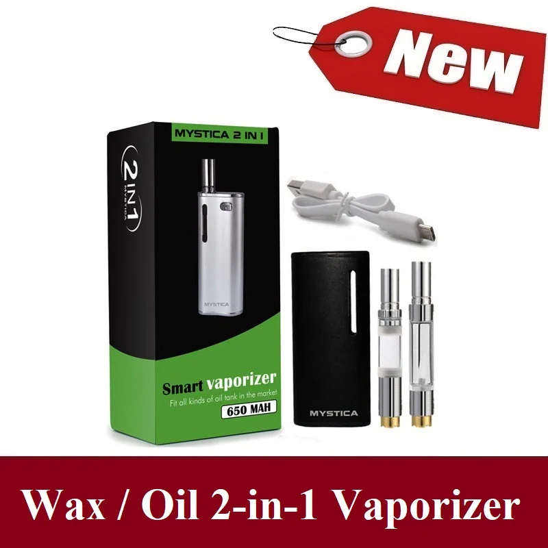 

2018 NEW 2-in-1 Vaporizer For Wax CBD Oil 650mAh Battery Dual Quartz Coil Vape Kit Fit 510 Thread Cartridge