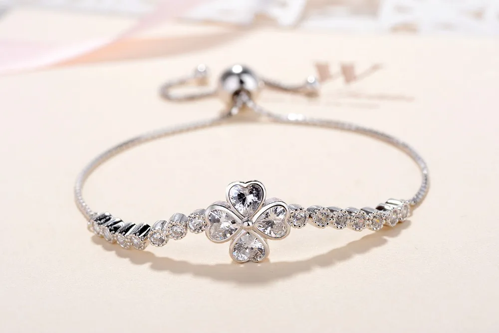 

ZTUNG ZCS1 zircon 2019 New flower plant S925 Stering silver Fine jewelry bracelets for women bangles gift with free packing