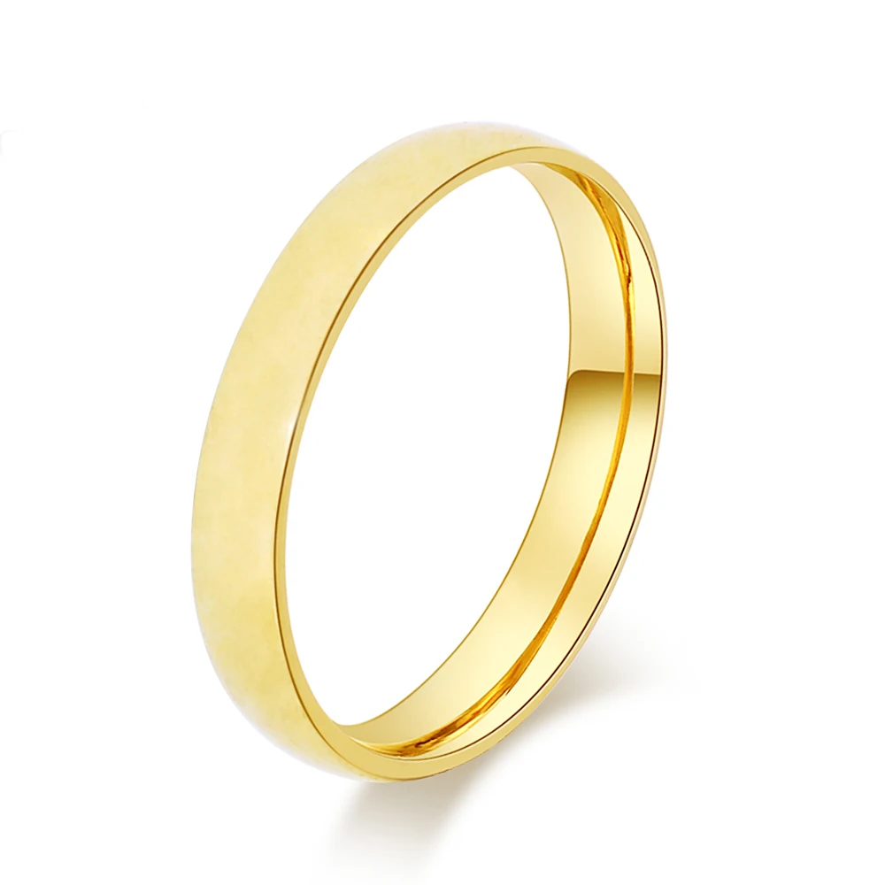FAMSHIN Stainless Steel Rings For Women Smooth 6MM wide Gold Color