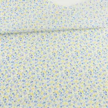 

Fat Quarter Light Blue Printed Cotton Fabric Blue and Yellow Floral Designs Sewing Patchwork for Doll's Clothes Crafts Tecido CM