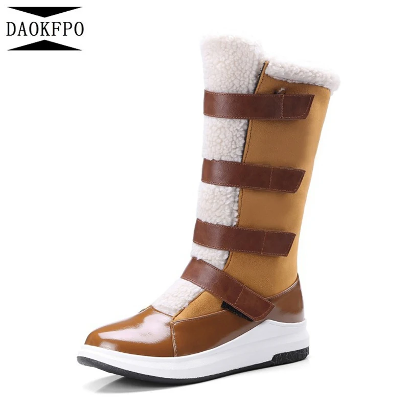

DAOKFPO 2018 New pattern women flat boots non-slip waterproof winter middle tube snow boots women winter thick fur NVA-47