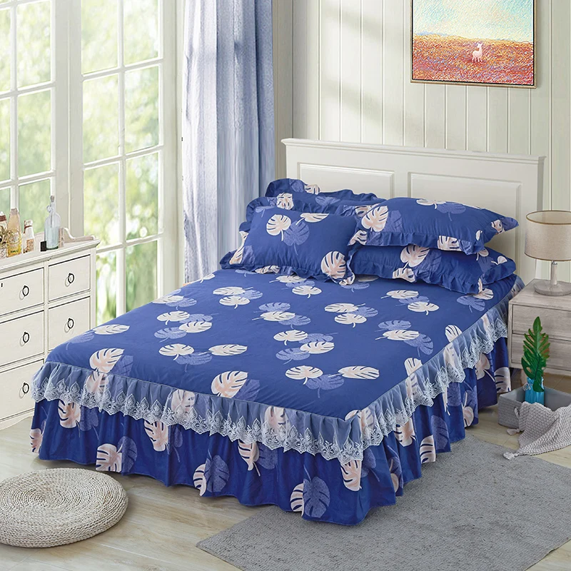 

Korean lace bed Cover Floral Fitted Sheet Cover Graceful Bedspread Bedroom Bed Cover Wedding Housewarming Gift Home Textile