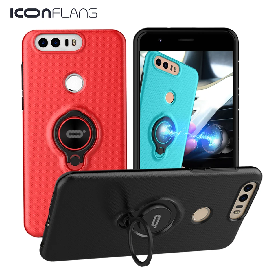 

For Huawei Honor 8 Case 5.2 inch TPU + PC 2 in 1 Phone Cases Ultra Thin Phone Stand Cove For Huawei Honor 8 Magnetic Ring Capa