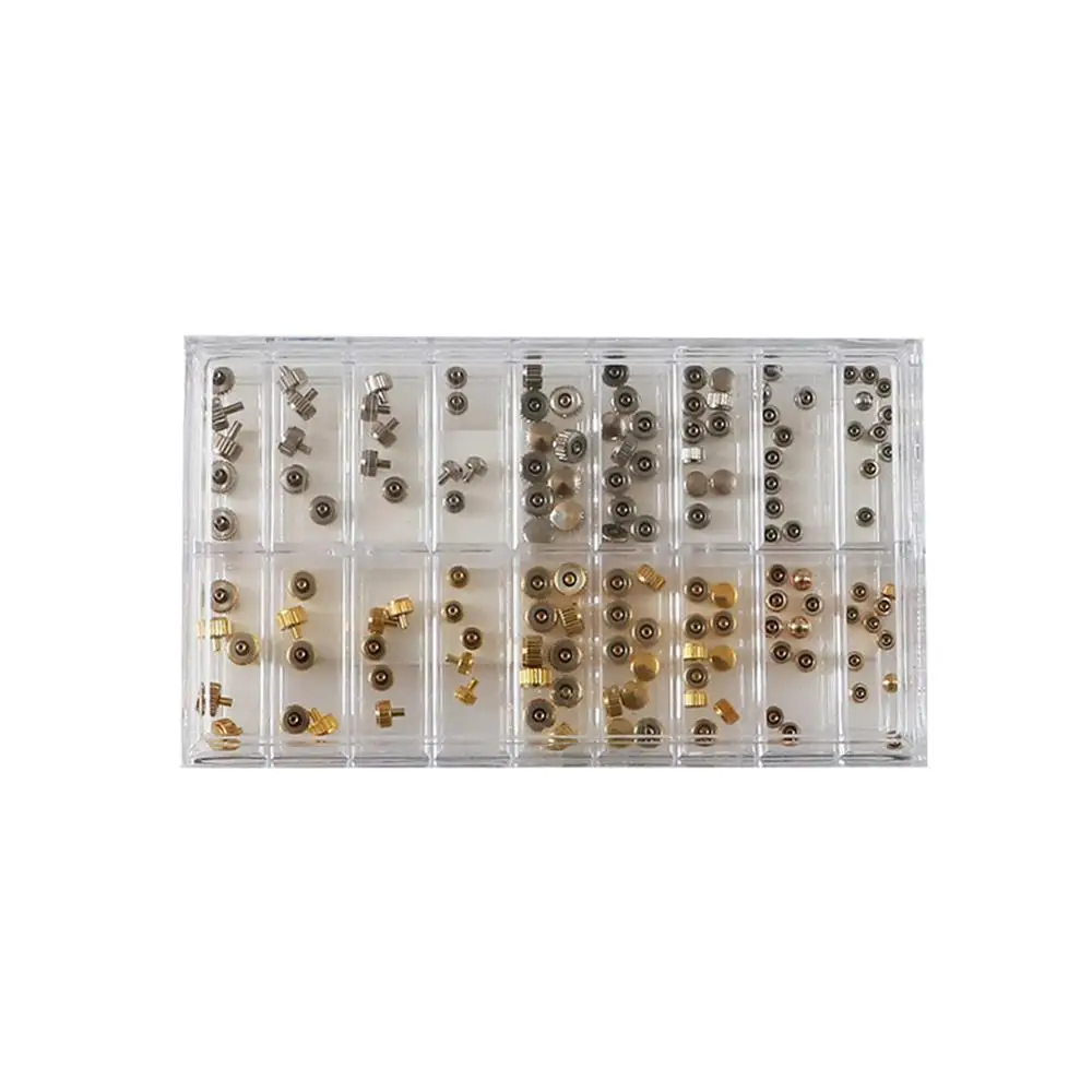 

Watch Crown Parts Replacement Assorted Gold & Silver Dome Flat Head Watch Accessories Repair Tool Kit For Watchmaker