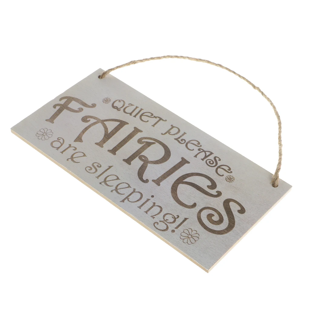 Wooden Hanging Board Rectangle With Quiet Please Fairies Are Sleeping Sign Home Bedroom Door In front Decor High Quality 