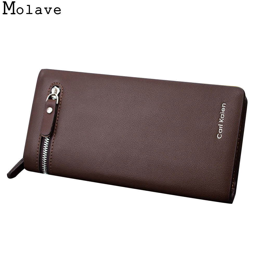 MOLAVE wallet high quality PU Solid wallet's men fashion Business zipper long luxury brand wallets nov15 | Багаж и сумки