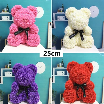 

25cm Mascot Rose Flower Soap Bear Plush Toy Scented Bath Soap Lovers Valentine's Mother's Day Birthday Gift Wedding Present
