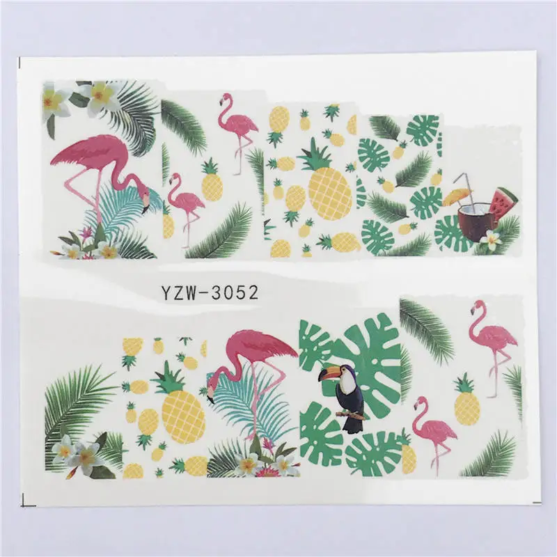 WUF Летняя серия наклейки для ногтей с изображением цветов, клубники, фруктов, переводные наклейки, светильник с зеленым подсолнухом