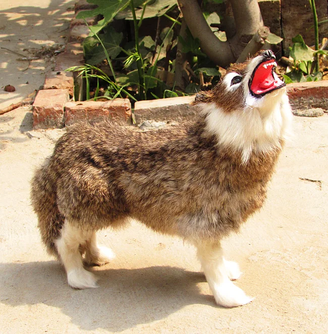 

simulation wolf model 29x26cm furry fur wolf, raise head wolf toy decoration birthday gift a2147