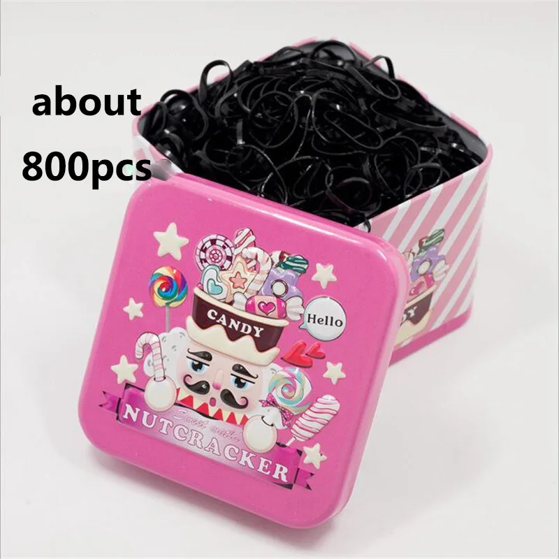 Acessórios para o Cabelo Bandas de Cabelo Arco-íris dos Desenhos Bandas de Borracha Meninas Elástico Caixa Presente Hairband Kawaii Headdress Doces Cor Animados 800 Pçs - Set 12 High Quality Mamãe e Bebê