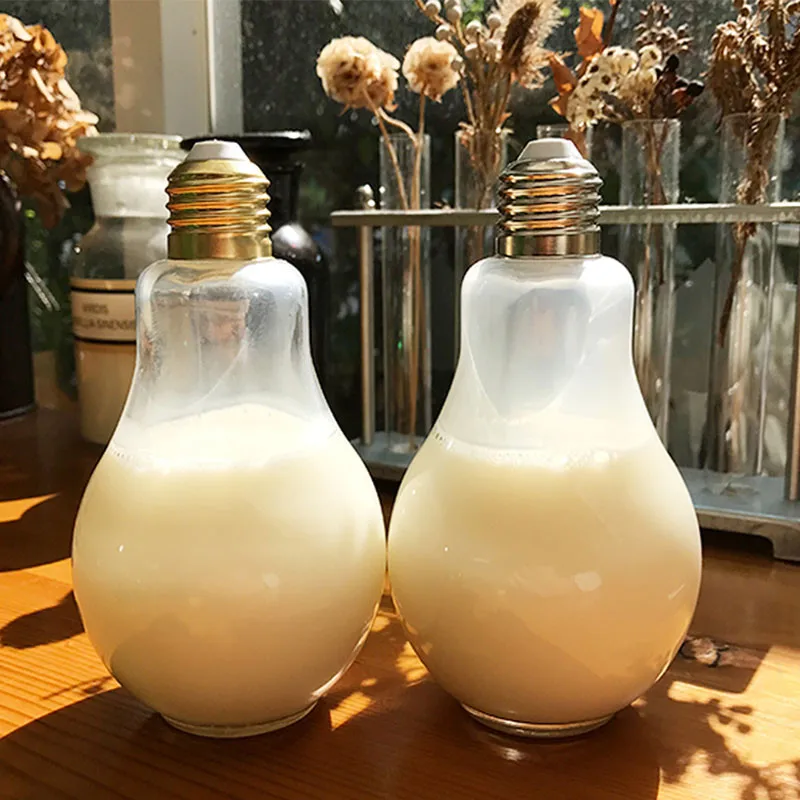 

Creative Summer Bulb Water Bottle Cute Brief Fashion Cute Milk Juice Light Bulb Leak-proof Cute WaterBottle Portable Bottles L*5