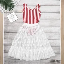 Летний полосатый купальник для маленьких девочек, Цельный купальник, платье с фатиновой юбкой, комплект из 2 предметов, Модный Купальник без рукавов, милый детский купальный костюм