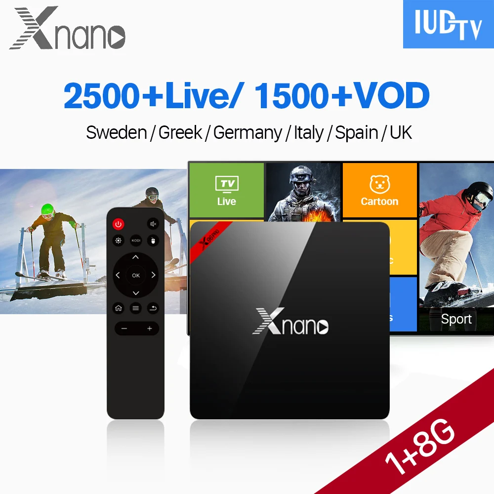 

IP TV Europe Arabic Sweden Italy Spain Greek Dutch UK Germany IPTV Box IUDTV Subscription Code Xnano Smart Android 6.0 TV Box