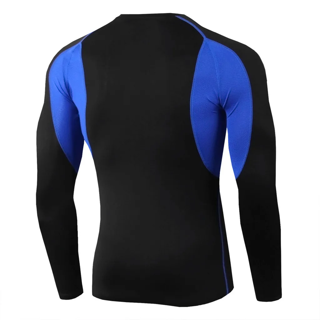 Компрессионная мужская синяя футболка, футболка для фитнеса, бодибилдинга, футболки, Рашгард, мужская спортивная одежда# XTN