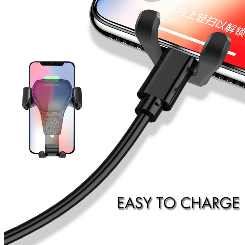 Car Phone Holder Leather Gravity For Phone in Car Air Vent Clip Mount Mobile Bracket Stand 4