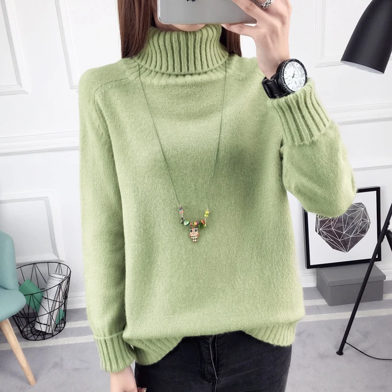 

2017 Autumn Winter Turtleneck Sweater Women New Design Thick Tricot Women Sweaters And Pullovers Female Jumpe knitted tops
