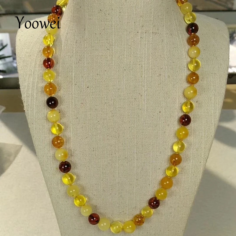 

Yoowei 50cm 18g Natural Amber Necklace Original Genuine Round Beads Women Gift Baltic Amber Jewelry Necklace Supplies Wholesale