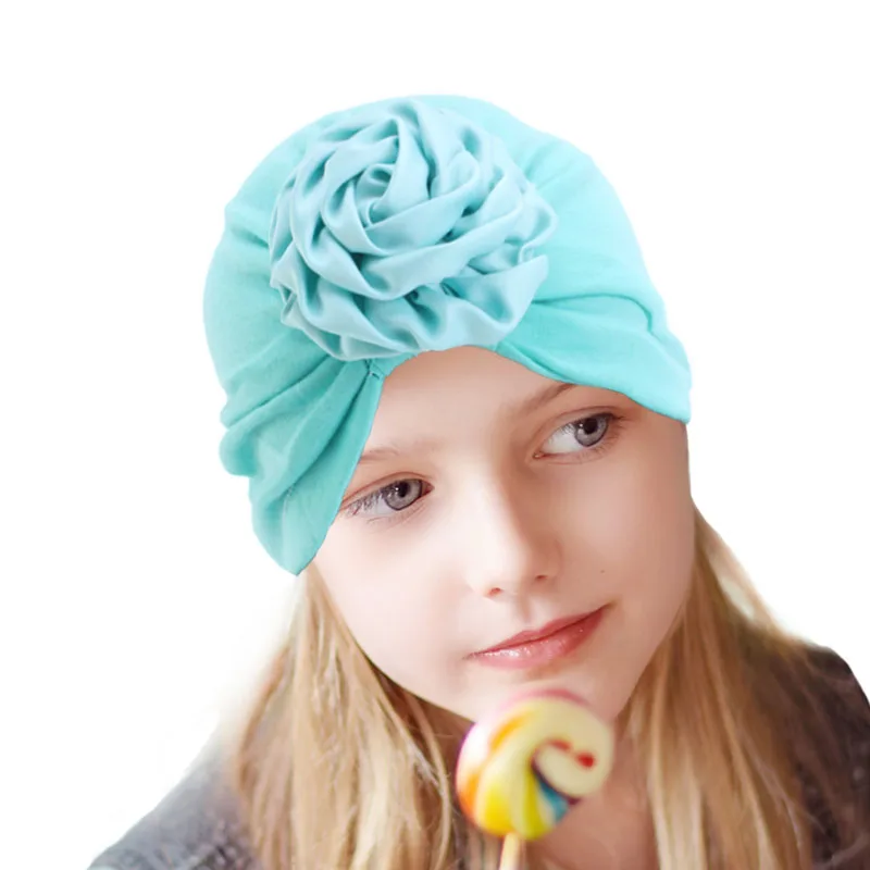 

Children Flower Turban Girls Solid Color Headwrap Kids Bandanas