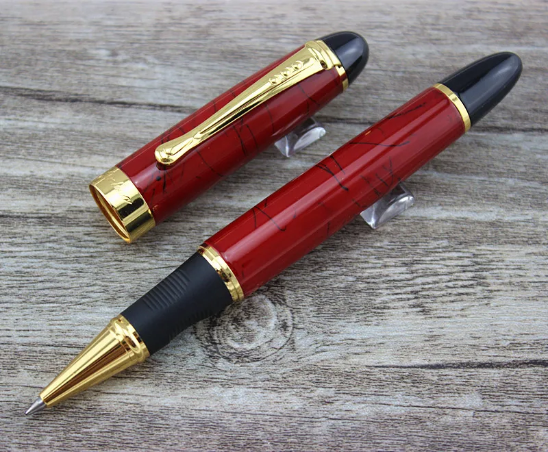 Jinhao 450 Rollerball Pen Chinese Red Lacquer Black Line Dark Red and Goldenin Ballpoint Pens