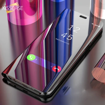 

KISSCASE Mirror Case for Samsung Galaxy S10 lite S8 S9 Plus Note 9 8 Flip Phone Case for Samsung A8 A7 A6 2018 Holder Stand Case