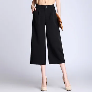 

ashion Female Ankle-LengthCalf-Length Pants Women Pants High Quality Blazer Wide Leg Pants Mid-Solid Lady Office Work Trouser