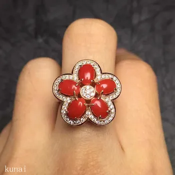 

KJJEAXCMY fine jewelry Silver inlaid with natural ruby ring jewelry