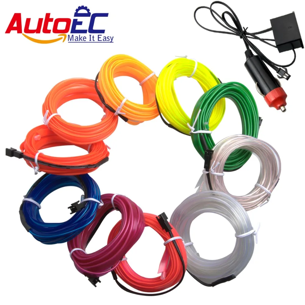 AutoEC1x1m/2 м/3 М/4 м/5 м Швейные край Гибкая неоновый свет свечение EL салон провод