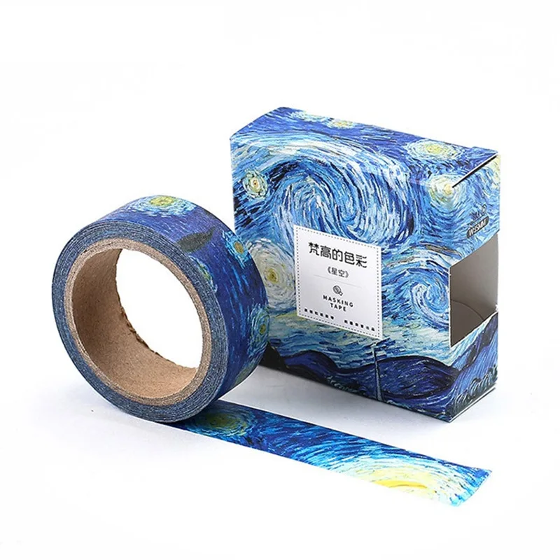 

8 Pcs/set Oil Painting Paper Washi Tapes Van Goah Canvas 15mm*7m Decorative Masking Stickers for Diary Album Scrapbooking F186