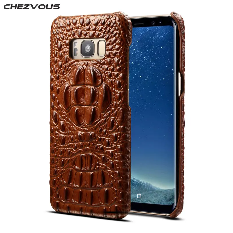 

CHEZVOUS Luxury Brand New Design Protective Case for Samsung S8/S8 Plus Crocodile Pattern Back Cover Genuine Leather Fitted Case