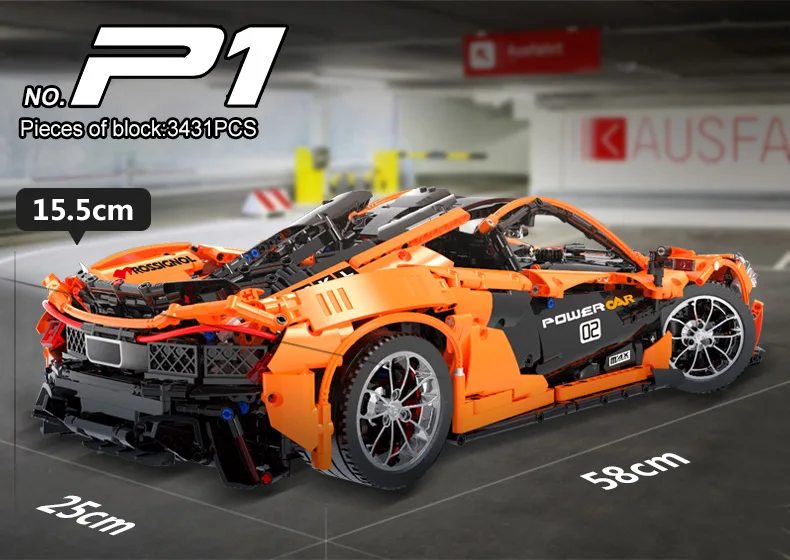 Carro de Corrida Série Técnica Hypercar 1:8 Moc 16915 Super Modelo Blocos Construção Lepinbricks Crianças Brinquedos Presentes Natal 20087 p1 10 16915 super carro de corrida modelo blocos