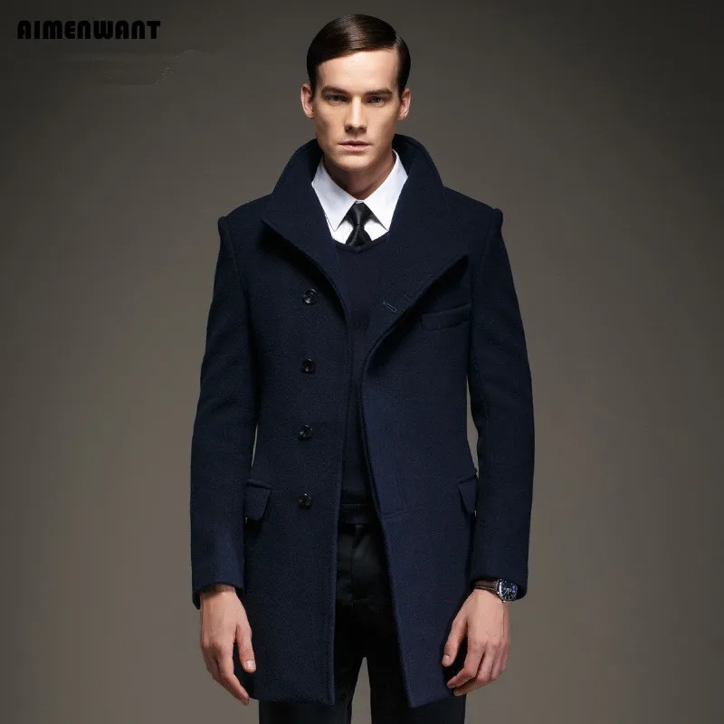 

AIMENWANT Russian 2020 mens woolen windbreaker M-XXXL plus size Europe single breasted quality winter warm jacket sales man coat