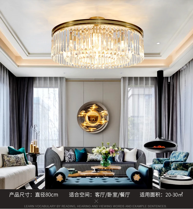 Living Room Lamp Lamps Simple Atmosphere Household Round Crystal