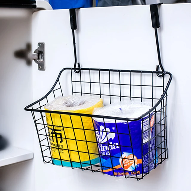 Special Price Multifunctional Iron Over Cabinet Door Holder Organizer Hanging Storage Basket for Bathroom Kitchen Items Storage Organization