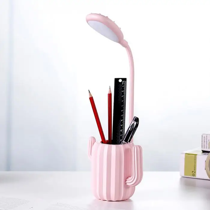 New Hot LED Cactus Desk Light Eye Protection Dimmable Lamp with Pen Holder for Office Reading