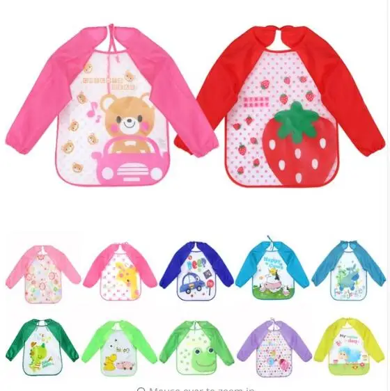

Infant Burp Cloths Long Sleeve Baby Bibs Waterproof Coverall Baby Animals Toddler Scarf Feeding Smock Baby Feeding Accessories