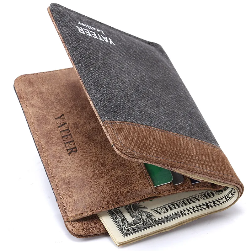 2016 Fashion Men&#39;s Wallets Denim Canvas Thin Men&#39;s small Wallet Men&#39;s Purses Short Mini Male ...