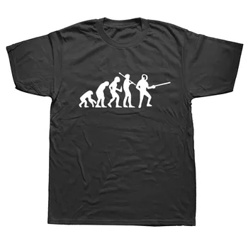 

Evolution Fencing Fashion Unique Classic Men Round Collar Short Sleeve T-shirt Design Man Novelty T Shirt Tops Tees Casual