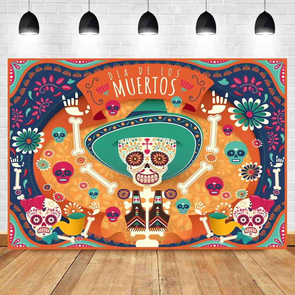 

NeoBack Dia de los muertos Photography Backdrops Mexico's Skull Skeleton Event Banner Background Photography