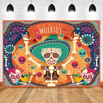 

NeoBack Dia de los muertos Photography Backdrops Mexico's Skull Skeleton Event Banner Background Photography