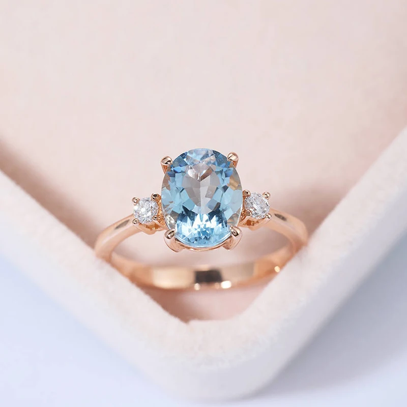 

Shining Blue Crystal Rose Gold Wedding Rings For Women Fashion Jewelry Luxury Zircon Engagement Promise Ring Charms Anel