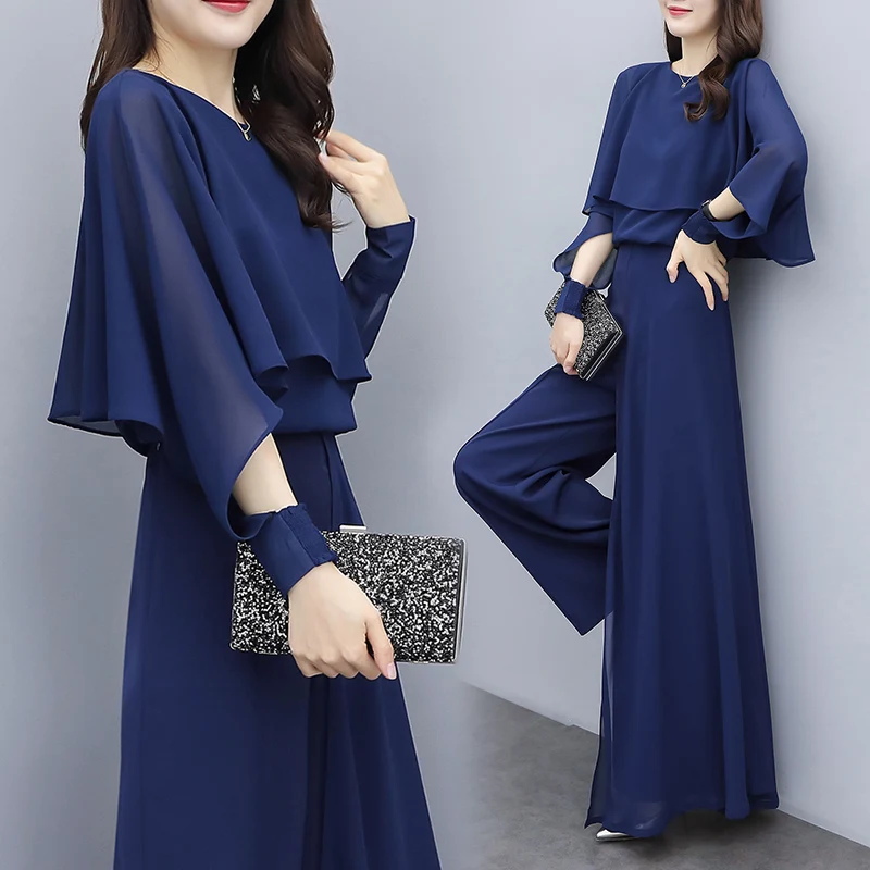 

Fashion Wide Leg Pants Women Sets Clothes Two-piece Suits Conjunto Feminino Year-old Female Costume Ensemble Femme Survetement