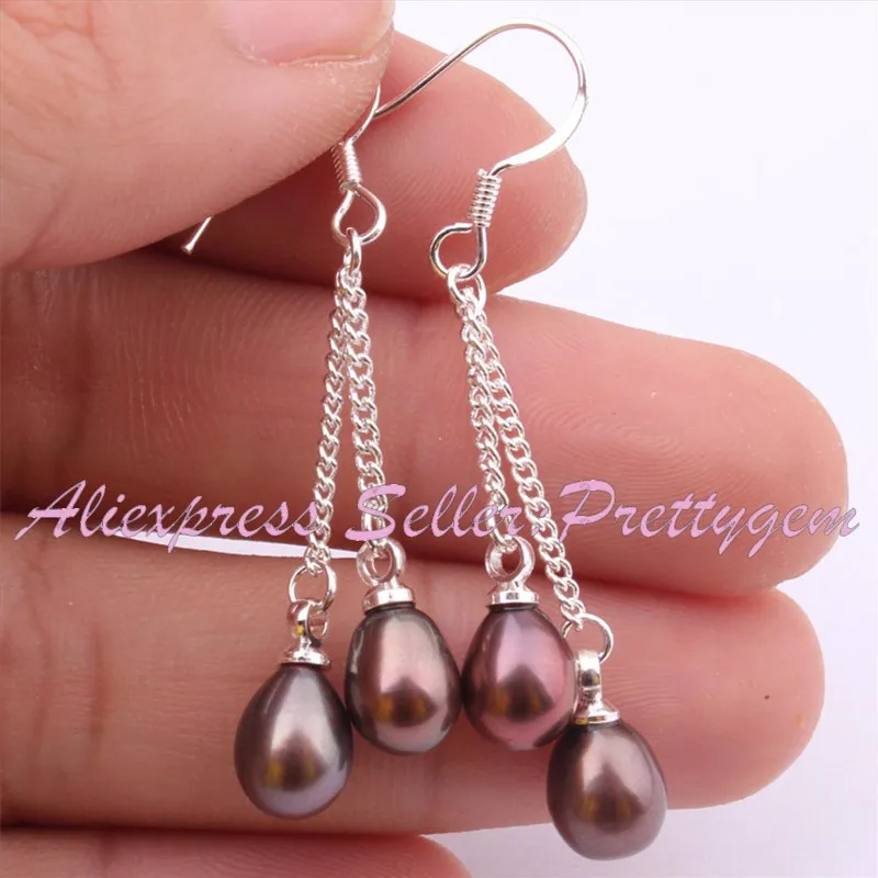 4-6x5-7mm Natural Oval Freshwater Pearl Gem Stone Beads White Tibetan Silver Dangle Hook Earrings 1 Pair,Wholesale Free Shipping
