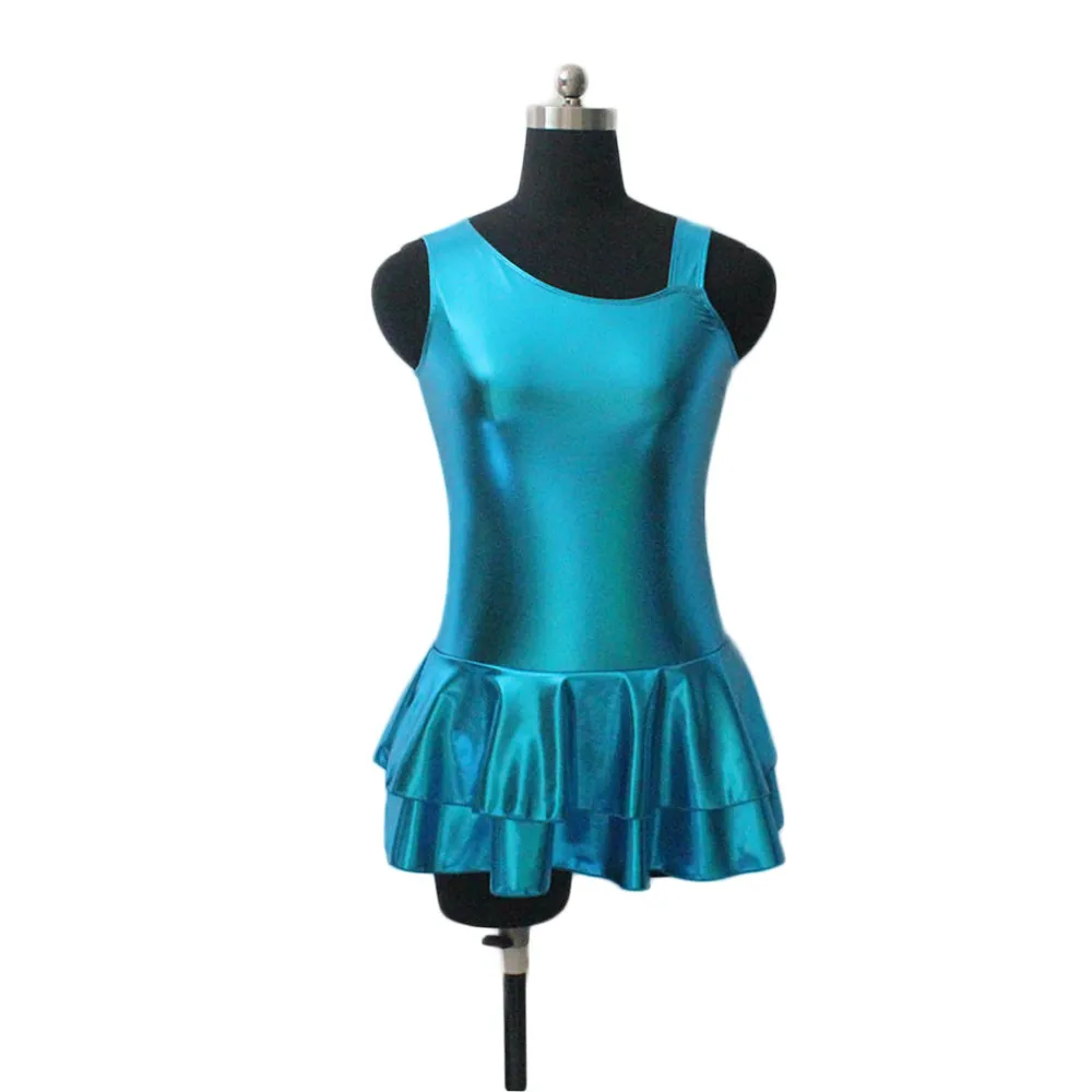 Разноцветные металлические ткани с открытыми плечами современные джазовые танцевальные платья для девочек латинские женские костюмы для выступлений - Цвет: River Blue