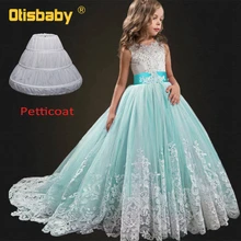 Flower Girl Dresses for Weddings Lace Puffy Ball Gowns Kids Sleeveless Graduation Gown First Holy Communion Dresses for Girls Flower Girl Dresses for Weddings Lace Puffy Ball Gowns Kids Sleeveless Graduation Gown First Holy Communion Dresses for Girls